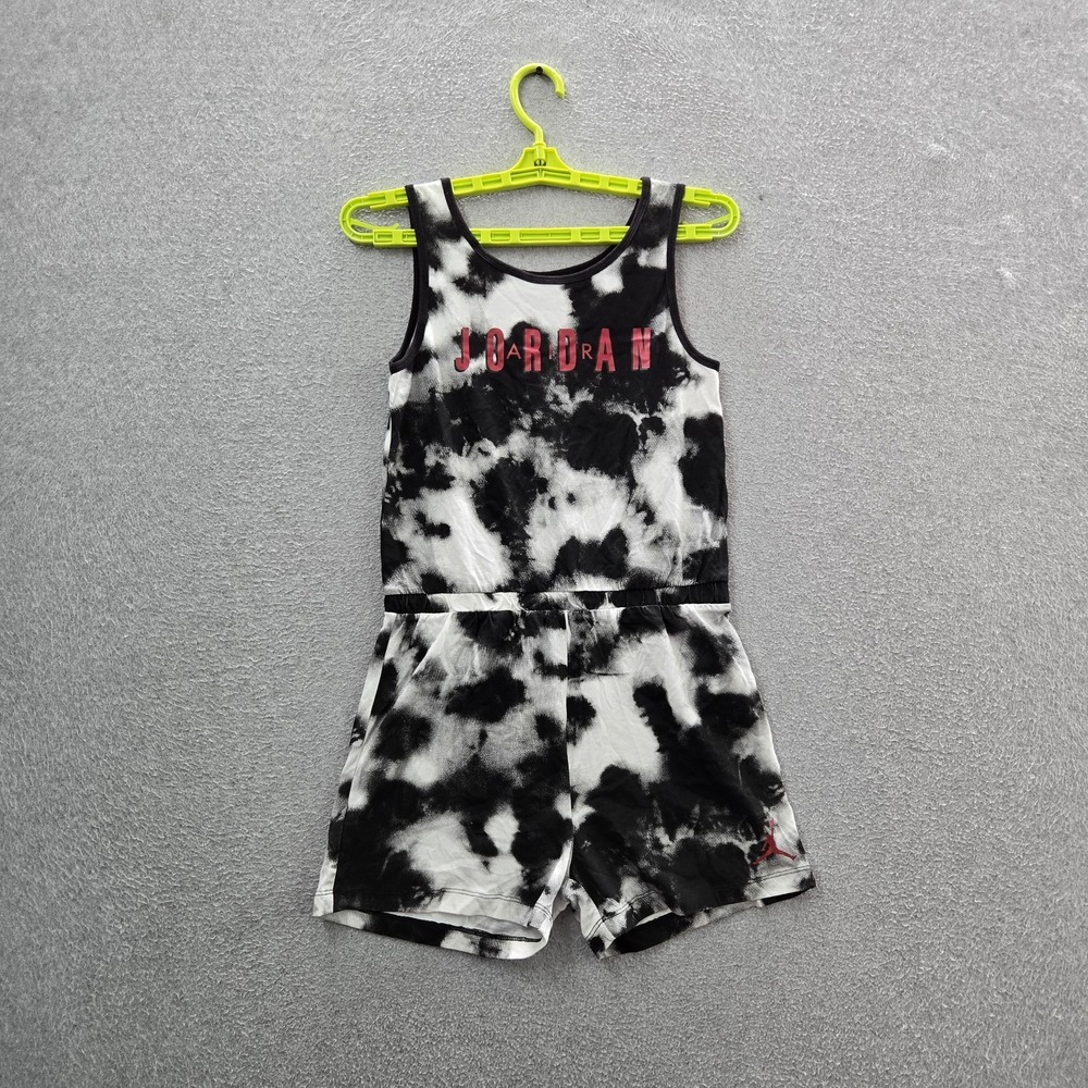Jordan Girls Romper L Black Tie Dye Sleeveless Logo Air Jumpman Soft Knit Jersey